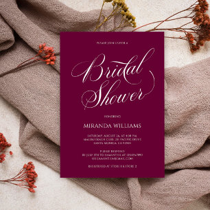 Minimalist White Handwritten Script Bridal Shower Invitation