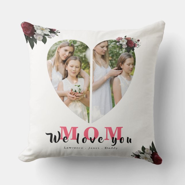 Minimalist White Heart Shaped Gift for Mothers day Cushion (Front)