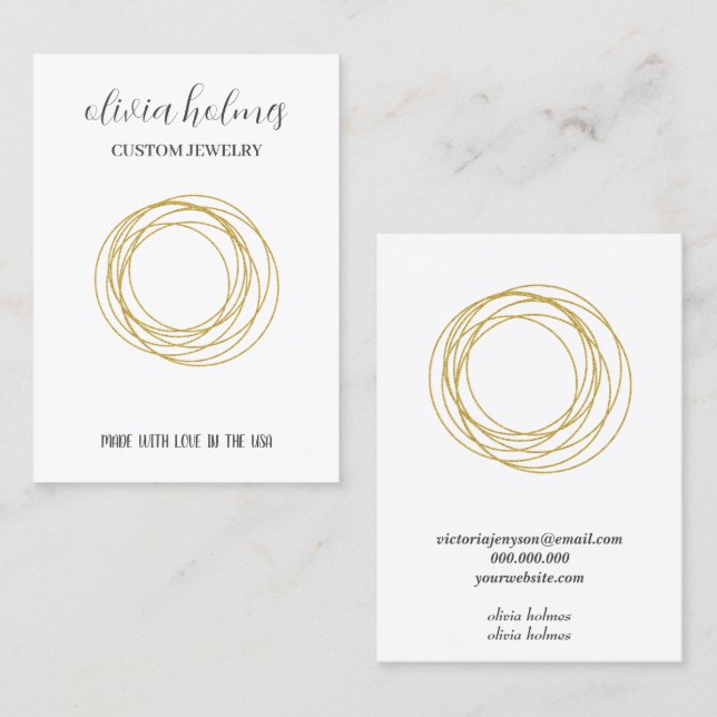 Minimalist white  jewellery business card (Front/Back)
