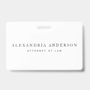 Minimalist White Lawyer Business Professional ID Badge
