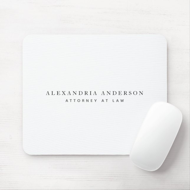 Minimalist White Lawyer Professional Mouse Mat (With Mouse)