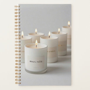 Minimalist white-line candles with tiny flames planner