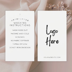 Minimalist White Logo Washing Instructions Tag