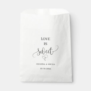 Minimalist White Love Is Sweet Wedding Favor Favour Bags