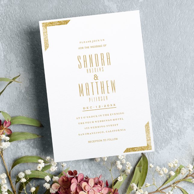 Minimalist white luxury gold glitter Wedding Invitation (Minimalist white luxury gold glitter Wedding )