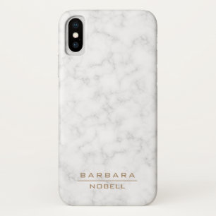 Minimalist White Marble Monogram Gold iPhone X iPhone X Case