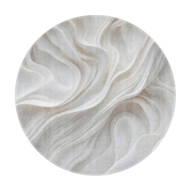 Minimalist White Marble Wave Cutting Board Elegant (Front)