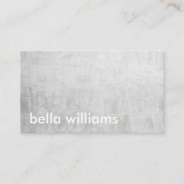 Minimalist white modern light grey cement concrete business card (Front)