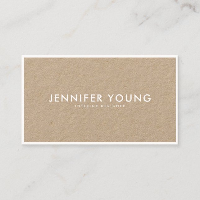 Minimalist white modern professional brown kraft business card (Front)