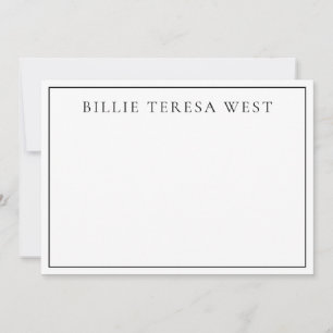 Minimalist White Modern Simple Border Monogram Card