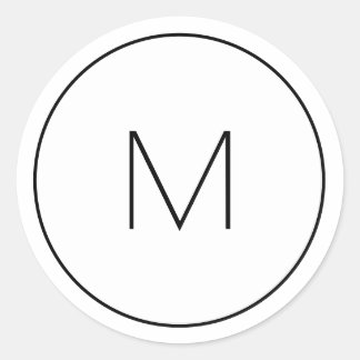 Minimalist White Monogram Simple Single Letter Classic Round Sticker