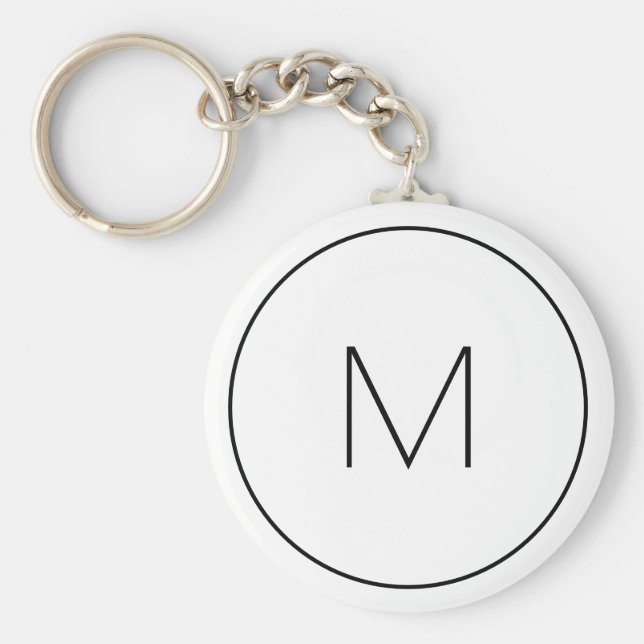 Minimalist White Monogram Simple Single Letter Key Ring (Front)