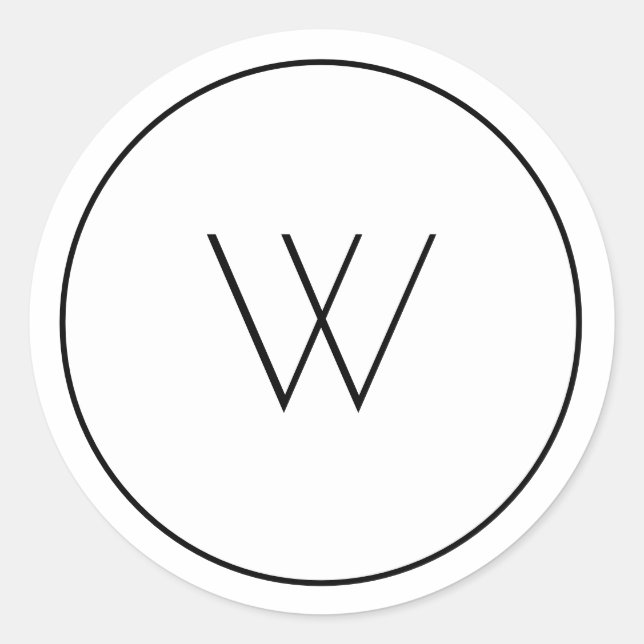 Minimalist White Monogram Simple Single Letter W Classic Round Sticker (Front)