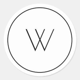 Minimalist White Monogram Simple Single Letter W Classic Round Sticker