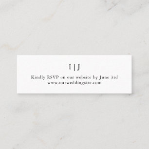 Minimalist White Monogram Wedding Website Mini Business Card