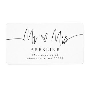 Minimalist White Mr & Mrs Return Address