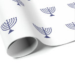 Minimalist white navy blue Jewish menorah pattern Wrapping Paper<br><div class="desc">Minimalist white and navy blue Jewish menorah pattern simple modern elegant gift Wrapping Paper.

Navy blue menorah pattern on white background.

This wrapping paper is great for Hanukkah,  Chanukah,  bar mitzvah,  bat mitzvah,  Shabbat and Jewish Holidays.</div>