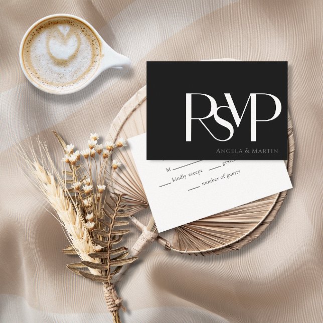 Minimalist White on Black RSVP Card (Creator Uploaded)