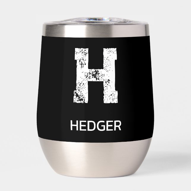 MINIMALIST WHITE ONE LETTER MONOGRAM NAME BLACK (Front)