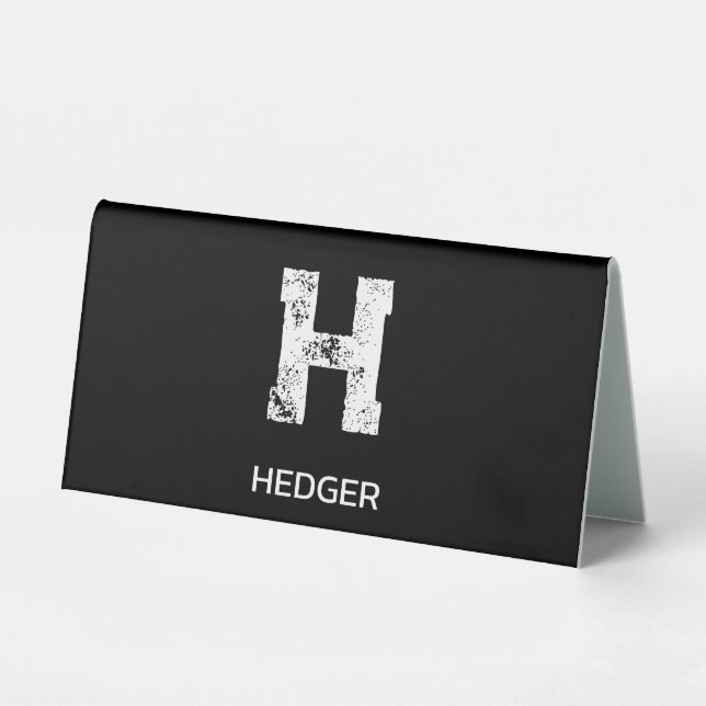 MINIMALIST WHITE ONE LETTER MONOGRAM NAME BLACK  (Front)