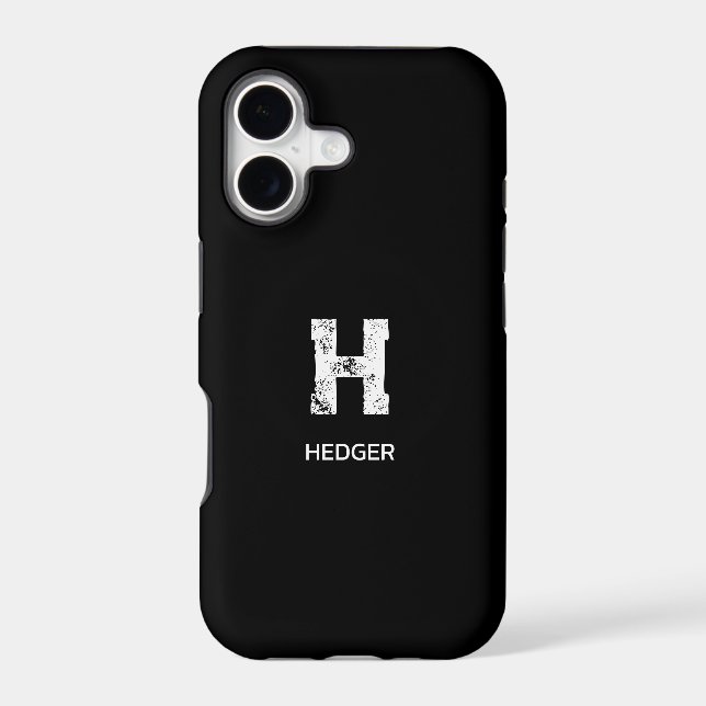 MINIMALIST WHITE ONE LETTER MONOGRAM NAME BLACK (Back)