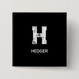 MINIMALIST WHITE ONE LETTER MONOGRAM NAME BLACK 15 CM SQUARE BADGE