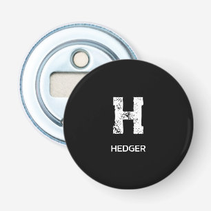 MINIMALIST WHITE ONE LETTER MONOGRAM NAME BLACK  BOTTLE OPENER