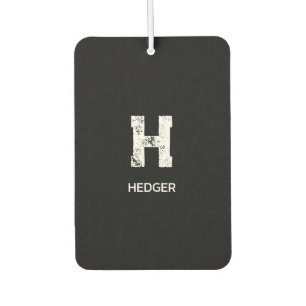 MINIMALIST WHITE ONE LETTER MONOGRAM NAME BLACK CAR AIR FRESHENER
