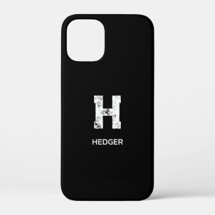 MINIMALIST WHITE ONE LETTER MONOGRAM NAME BLACK iPhone 12 MINI CASE