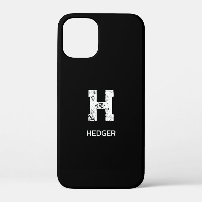 MINIMALIST WHITE ONE LETTER MONOGRAM NAME BLACK Case-Mate iPhone CASE (Back)