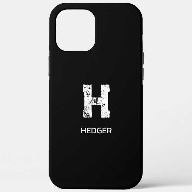 MINIMALIST WHITE ONE LETTER MONOGRAM NAME BLACK Case-Mate iPhone CASE (Back)
