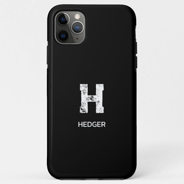 MINIMALIST WHITE ONE LETTER MONOGRAM NAME BLACK Case-Mate iPhone CASE (Back)