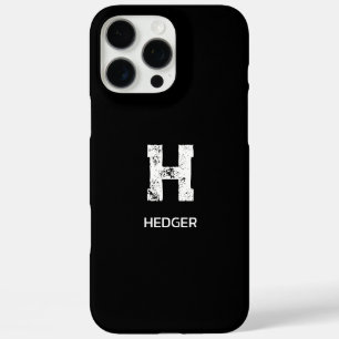MINIMALIST WHITE ONE LETTER MONOGRAM NAME BLACK iPhone 16 PRO MAX CASE