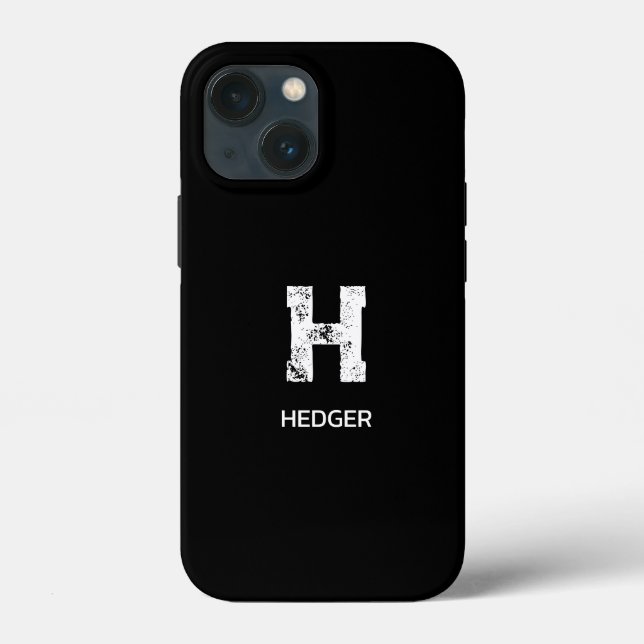 MINIMALIST WHITE ONE LETTER MONOGRAM NAME BLACK Case-Mate iPhone CASE (Back)