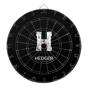 MINIMALIST WHITE ONE LETTER MONOGRAM NAME BLACK DARTBOARD