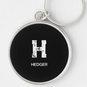 MINIMALIST WHITE ONE LETTER MONOGRAM NAME BLACK KEY RING