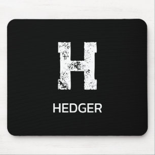 MINIMALIST WHITE ONE LETTER MONOGRAM NAME BLACK MOUSE MAT