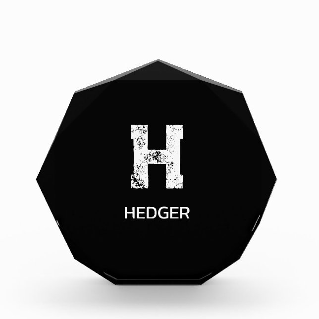 MINIMALIST WHITE ONE LETTER MONOGRAM NAME BLACK  PHOTO BLOCK (Front)