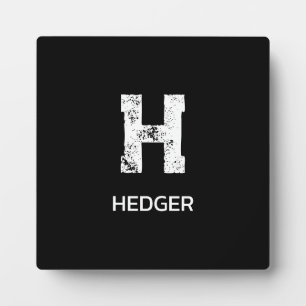 MINIMALIST WHITE ONE LETTER MONOGRAM NAME BLACK  PLAQUE