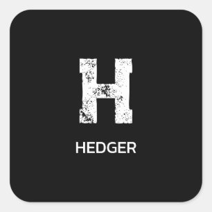 MINIMALIST WHITE ONE LETTER MONOGRAM NAME BLACK SQUARE STICKER