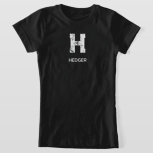 MINIMALIST WHITE ONE LETTER MONOGRAM NAME BLACK T-Shirt