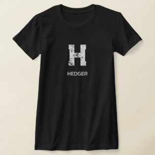 MINIMALIST WHITE ONE LETTER MONOGRAM NAME BLACK T-Shirt