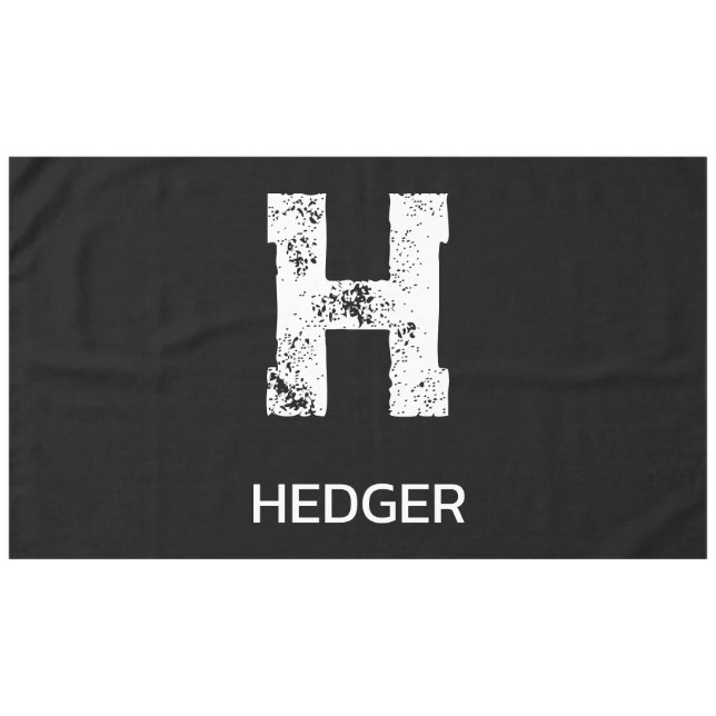 MINIMALIST WHITE ONE LETTER MONOGRAM NAME BLACK  TABLECLOTH (Front (Horizontal))