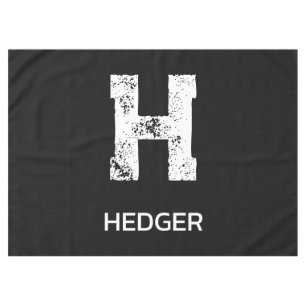 MINIMALIST WHITE ONE LETTER MONOGRAM NAME BLACK TABLECLOTH