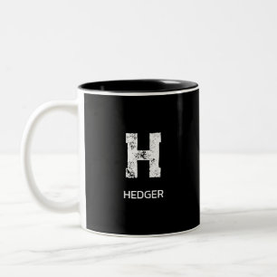 MINIMALIST WHITE ONE LETTER MONOGRAM NAME BLACK Two-Tone COFFEE MUG