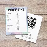 Minimalist White Pastel QR Code Salon Price List Flyer<br><div class="desc">Elegant fully customisable price list template design for beauty related professionals. Simple elegant design with pastel/white background. Modern elegant design. If you need any help to customise this product,  feel free to contact me.</div>