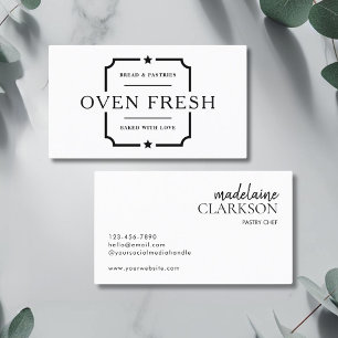 Minimalist White Pastry Chef Bakery  Business Card