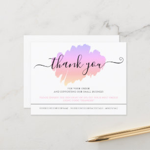 Minimalist White Pink Elegant Thank You Card