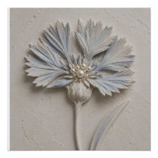 Minimalist White Plaster Flower Poster
