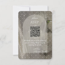 Minimalist White Polka Dot Wedding RSVP QR Code